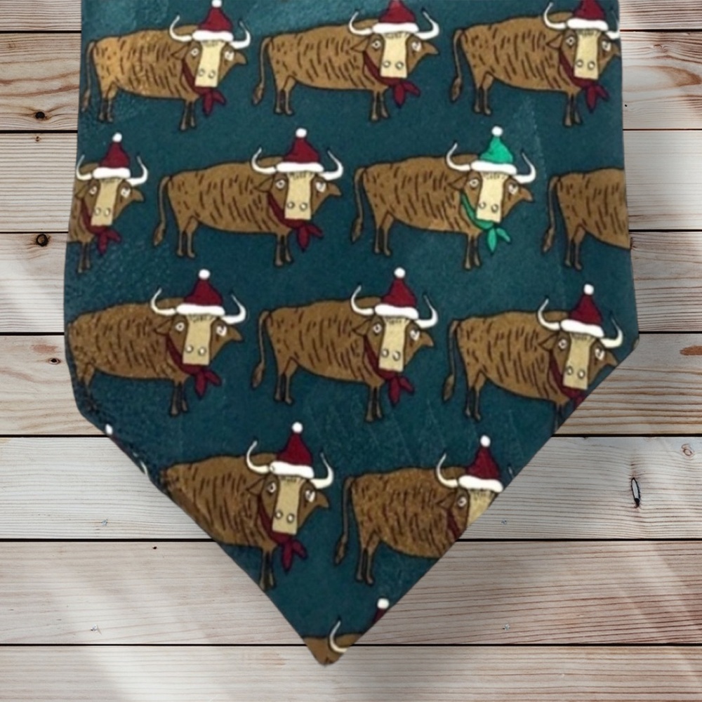 Roper Western Bovine XMAS Christmas Tie 100% Silk